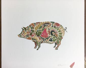 STUDIO SALE Giclée Print - Fern Pig