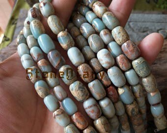 Aqua Terra Jasper Barrel Natural Sea Sediment Jasper Beads,Spacer Charm Necklace Beads Bracelet Finding Jasper Barrel Bead 8x12mm, 10x14mm