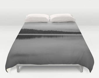 Black and White Duvet Cover Queen, King Duvet Cover, Grey Bedding Full Size Duvet Cover, Master Bedroom Decor, Woodland Bedding