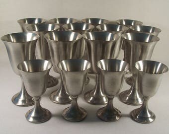 Vintage Pewter Goblets Leonard Pewter Set of 16 Goblets and Cordials W132