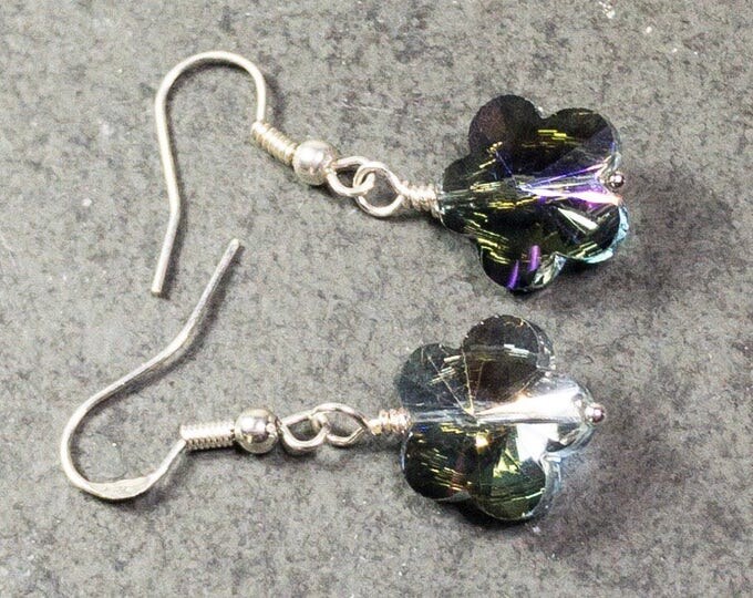 Flower Crystal Earrings -Flower Earrings -Crystal Earrings - shiny flower shape jewelry