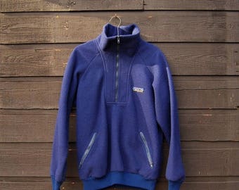 Summer SALE 80s Patagonia Fleece Jacket Mens Womens Large XL Navy Half Zip Vintage Patagonia Pullover, Hiking Camping Outdoors Fleece Patago