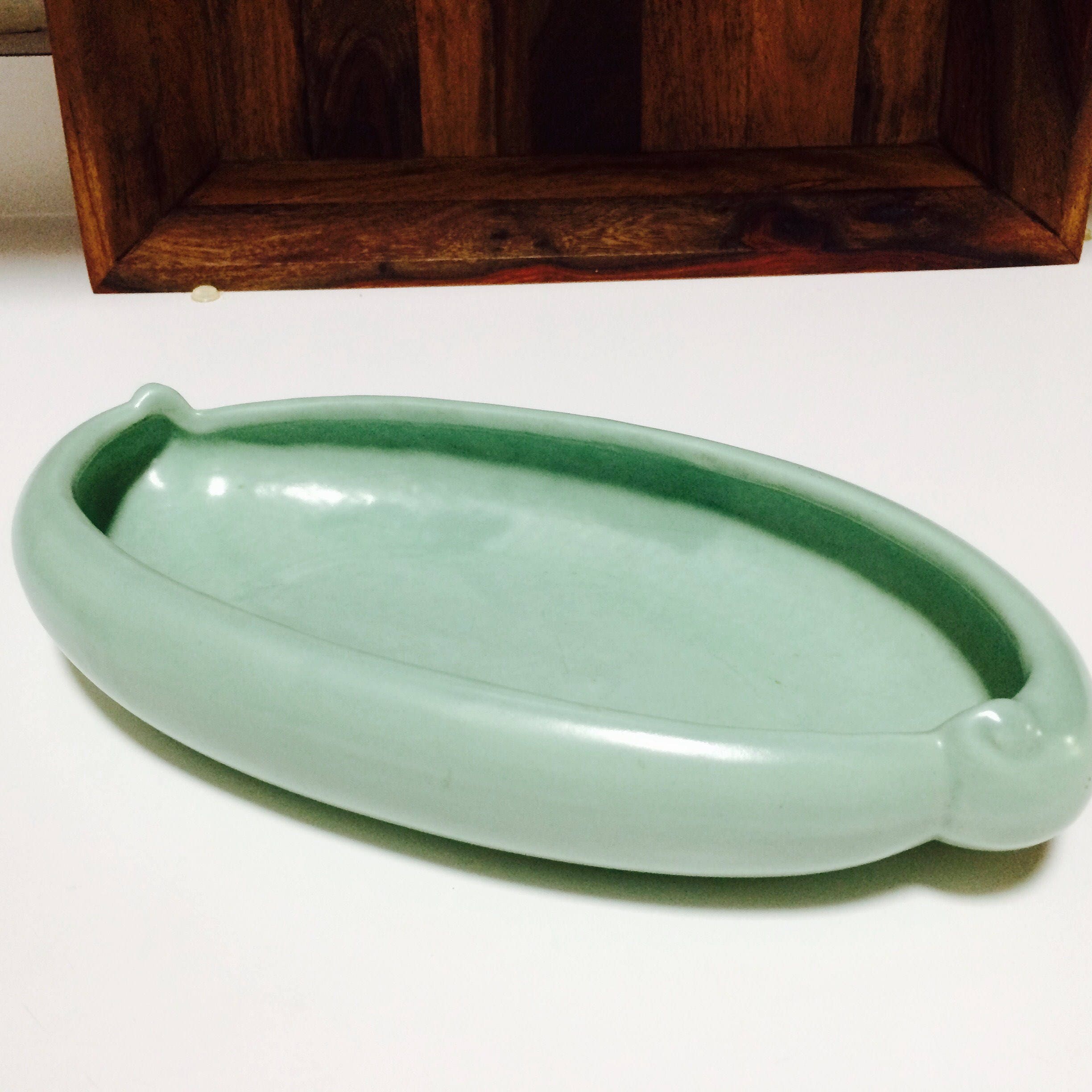 Green Haeger Pottery Bowl USA Pottery Midcentury Porcelain