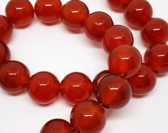 1 lot of 10 beads round 10mm CARNELIAN red orange