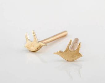 SALE15% Tiny gold\ silver stud post earrings, tiny Birds earring, small silver earrings, tiny post earring, small stud, tiny stud earrings,