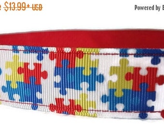 SALE Autism Awareness Nylon Dog Collar * 1" Width Only * Buckle Collar * Martingale Collar * Chain Martingale