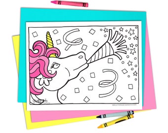 Kids Coloring Pages Etsy Unicorn Party Printable Adult Birthday