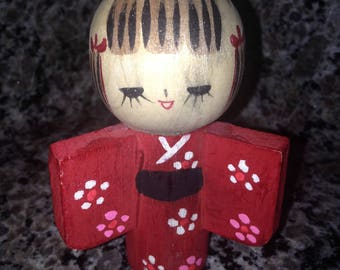 Wooden Japanese Kokeshi Girl Doll