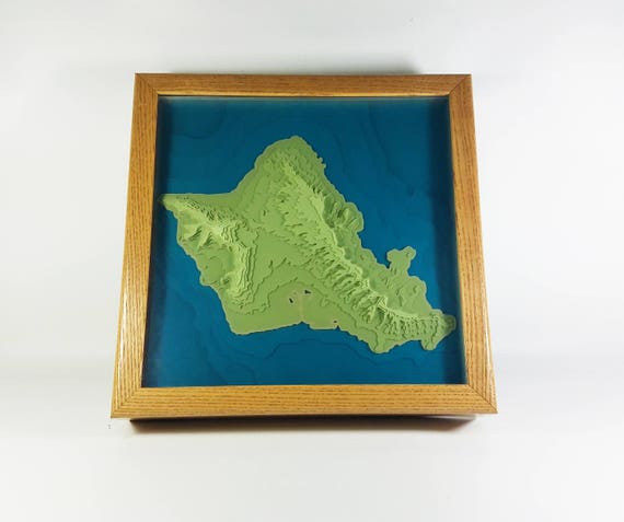 Oahu Hawaii 3d Topographic Map 13 5 X 13 5