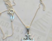 Necklace - Jerusalem Cross - Sterling Silver - 14x16mm + 18 inch Sterling Silver Italian Chain