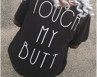Off-Shoulder "Touch My Butt" Lace-up tee