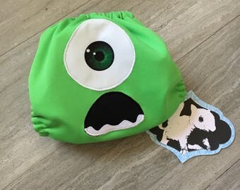 Monsters Inc, Mike Wazowski Cloth Diaper Cover or Pocket Diaper (One Size)
