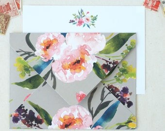 Stationary. Thank You Cards. Stationery. Floral Stationary. Card set 10. Blank Stationary Set. Gifts for Grandma. Gifts for Writers.
