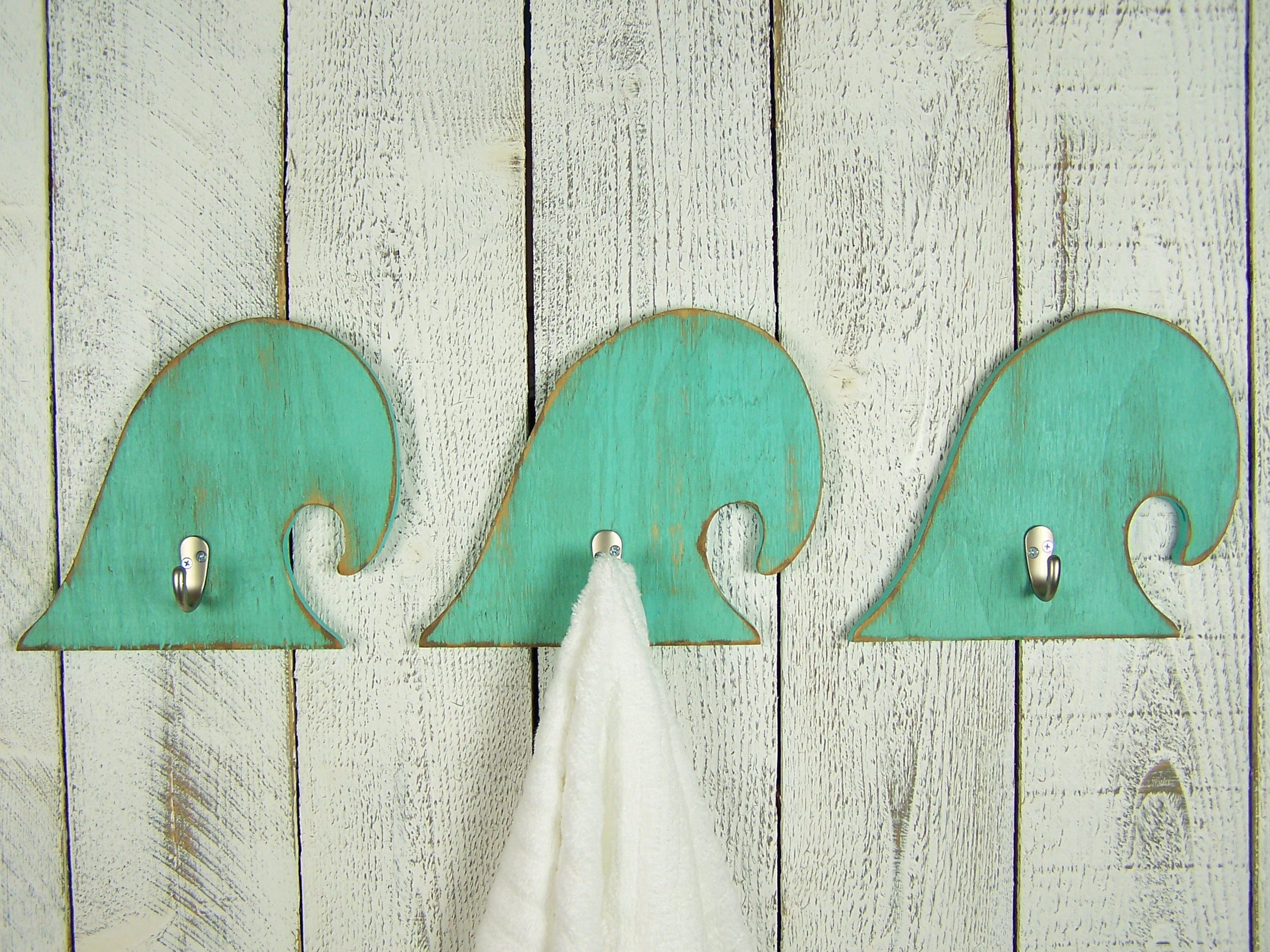 Wave Towel Hooks Beach Bathroom Decor Beach House Decor Wall