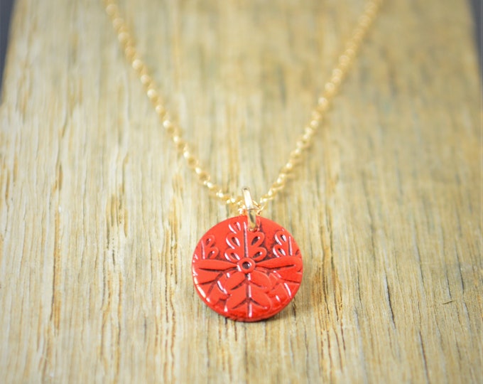 Japanese Coin Necklace, Red Coin Necklace, Coin Art, Japanese Art, Bronze Coin, Japanese, Boho Necklace, Two-Sided, Coin Charm, Charm,Orient