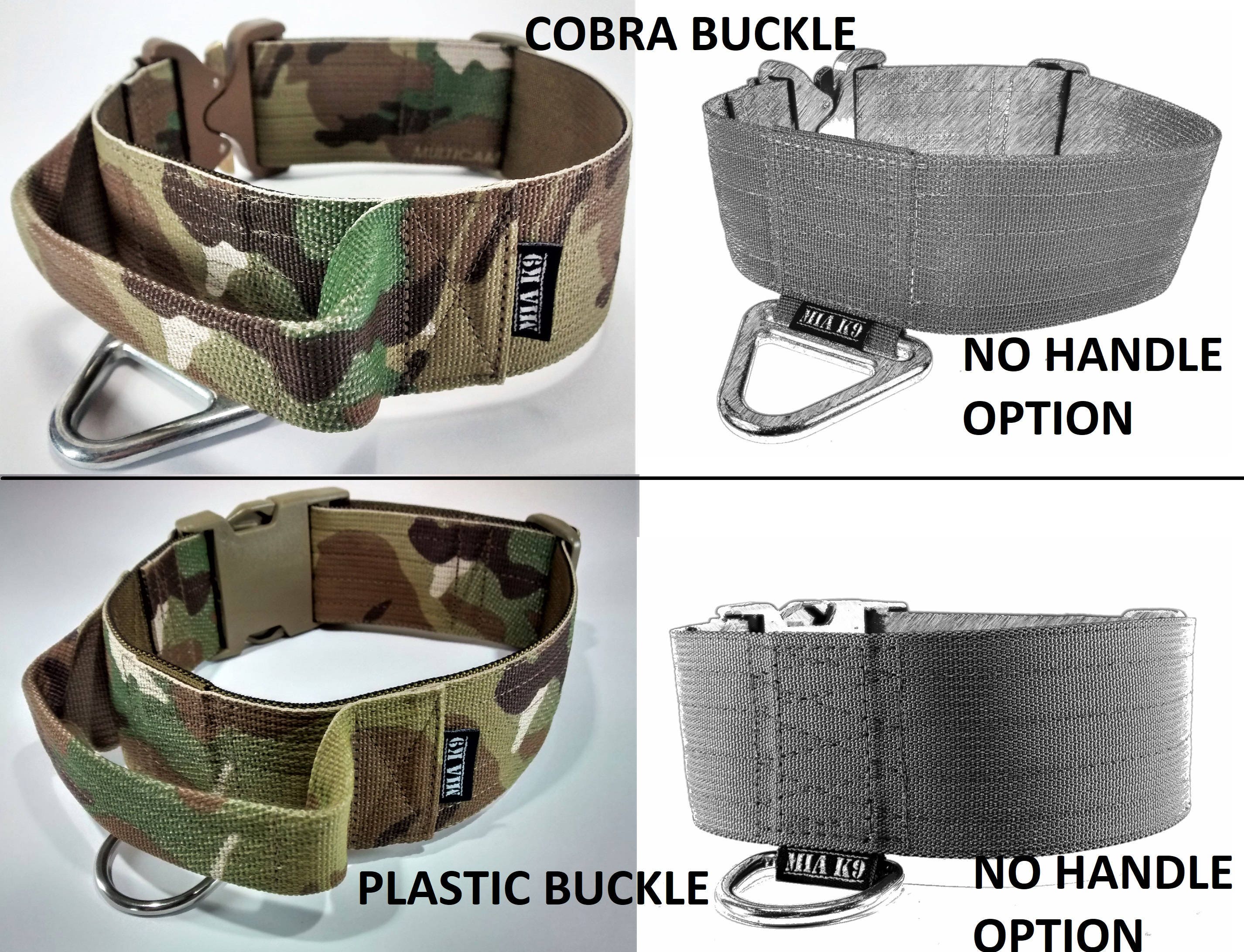 Tactical military dog collar Multicam 50mm/ 2inch metal and