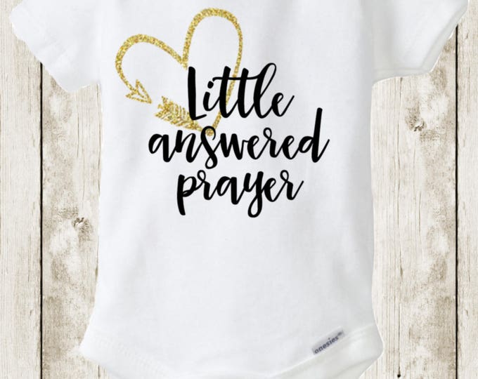 Rainbow Baby, Little Answered Prayer Onesie®, Coming Home Baby Outfit, Baby Shower Gift, Baby Announcement, Black & Gold Glitter