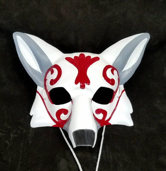 Leather Japanese Fox Mask Kabuki Style Kitsune Mask Available Glasses