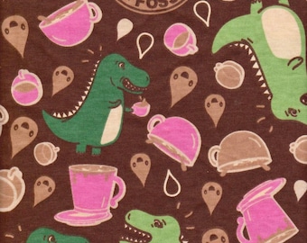 Dinosaurs Coffee David and Goliath Cotton Jersey KNit Fabric