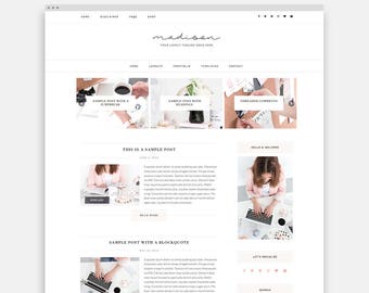 Feminine Wordpress Theme for Lifestyle Blogger - Responsive WordPress Theme for Business - Female Entrepreneur - Madison Wordpress Theme
