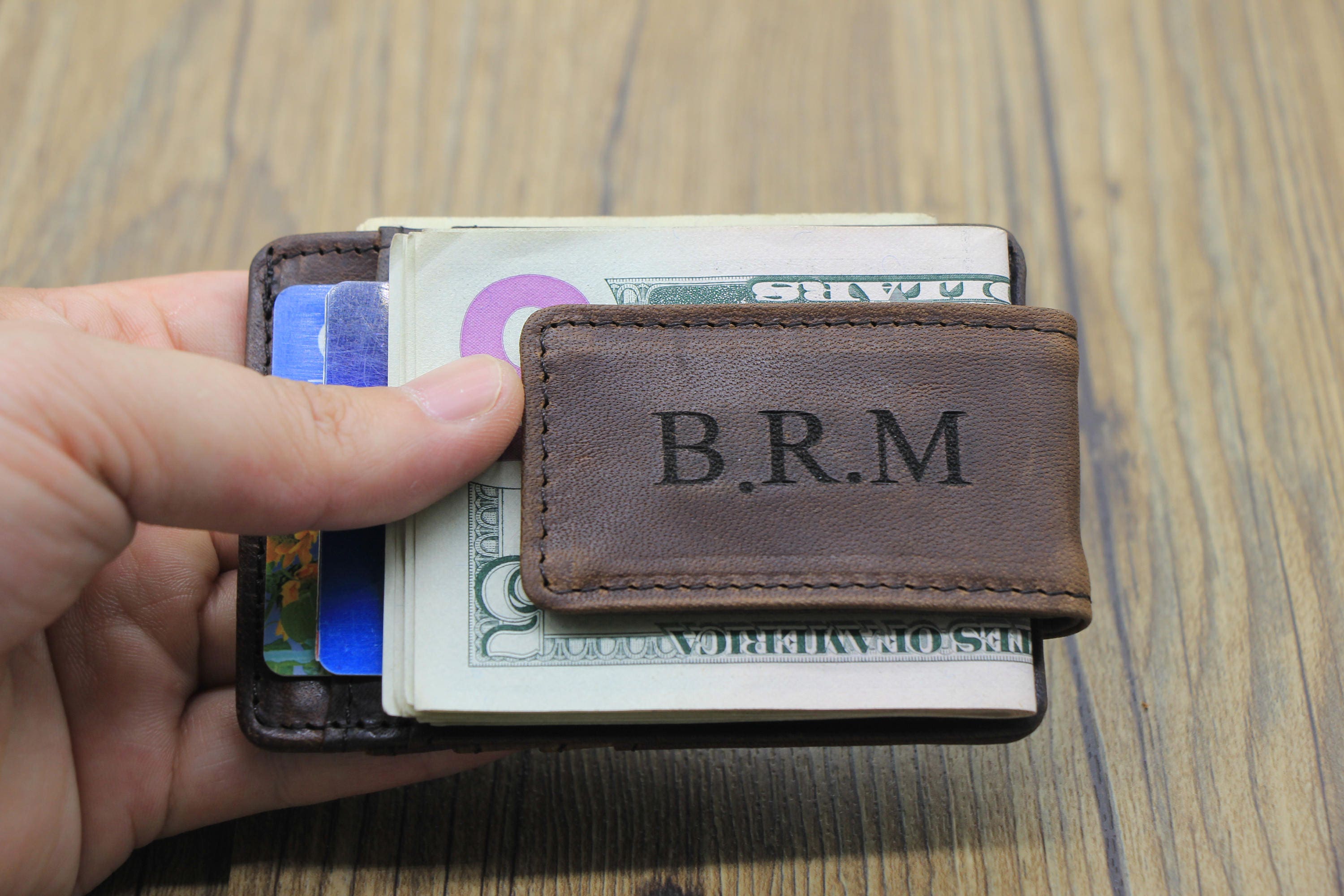 Money Clip Wallet Slim Wallet Personalized Leather Wallet