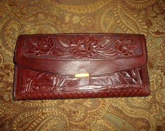 FINAL CLEARANCE Brown Tooled Leather Wallet