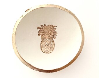 Clay Ring Dish, Ring Holder, Pinapple Decor, Gold Ring Dish, Gold Pineapple, Wedding Gift, Bridal Shower Gift, Gift For Her, Mom Gift