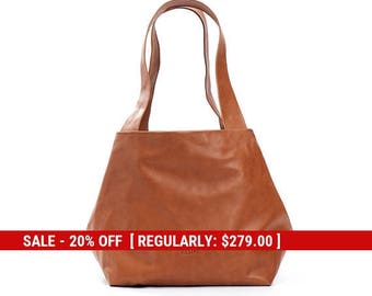 brown leather bag - brown leather handbag - brown leather purse - brown leather tote - brown bag - small leather tote bag - CSL