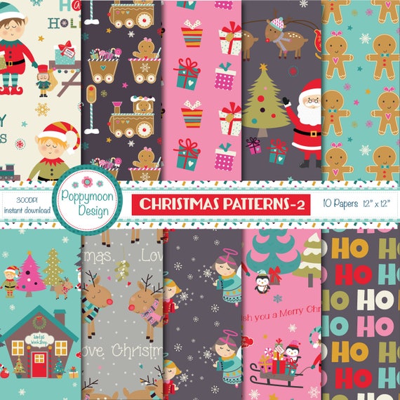 Christmas patterns-2 printable digital paper pack