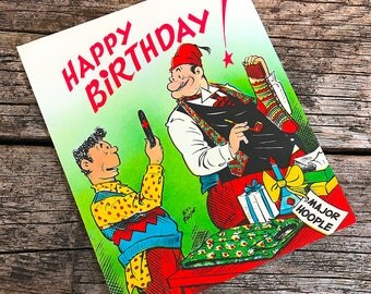 Our Boarding House Birthday Card by Bill Freyse Major Hoople Vintage Greeting Card Newspaper Enterprise Association Comic Strip Characters