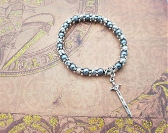 Sword Bracelet, Medieval Bracelet, Fantasy Gift, Weapon Jewellery, Gift For Her, RPG Fan, Gamer Gift, Fantasy Book Lover, Sword Jewellery