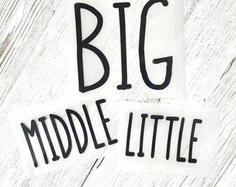 Big Middle Little Shirt Set - DIY Iron-On Transfers - Matching Sibling Shirt Set