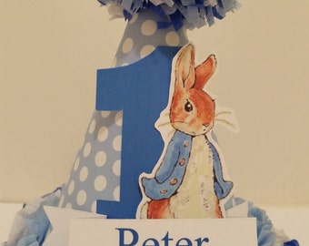 1st First Birthday Custom Made Personalized Peter Rabbit Party Hat Smash Cake High Chair Photo Shoot Birthday Decor