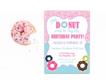 Donut Birthday Invitation - Donut Party - Doughnut Birthday Party Invite - Girl Birthday - Donut Birthday - Doughnut Party - Printable