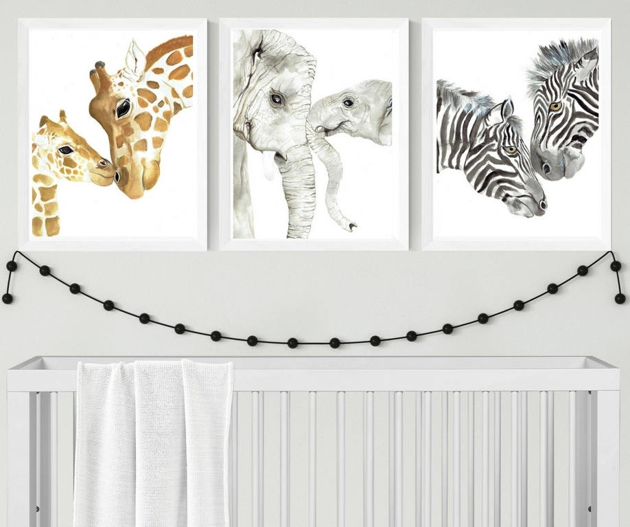 Set of 3 Mother and Baby Animal Prints Matte or Glossy