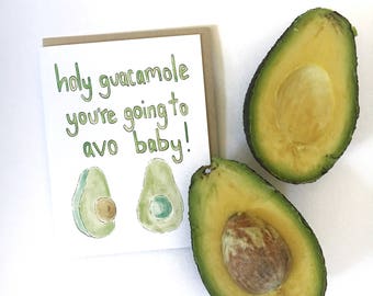 funny baby shower card, expecting parents gift, mom to be notecard, watercolor card avocado food pun, card for new mom, funny pregnancy card