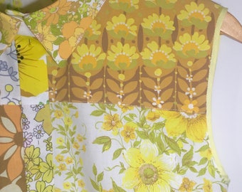 Collared Shirt Yellow Orange Patchwork Buttoned Blouse
