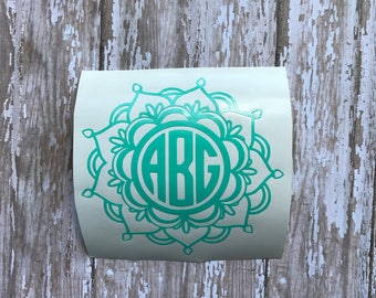 Monogram Mandala Decal | Mandala Decal | Monogram Decal | Monogram Yeti Decal | Mandala Car Decal | Laptop Decal | Car Decal