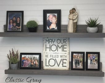 Picture Ledge, floating shelves 12-60" length, wall shelf, wooden shelves, country home decor, book shelf, photo shelf
