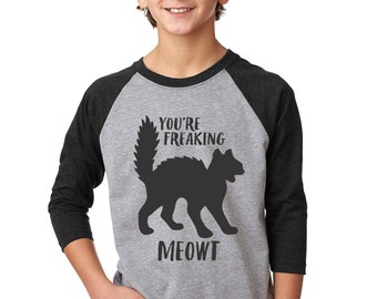 Kids Halloween Shirt, Youre Freaking Meowt Halloween Shirt, Halloween Shirts For Kids, Halloween Shirts For Boys, Halloween Shirts For Girls
