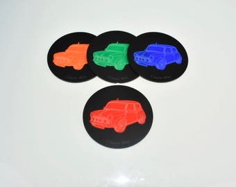 Classic MINI Cooper Coasters - Cool Car Coasters - Matte and Gloss Acrylic - Retirement Gifts