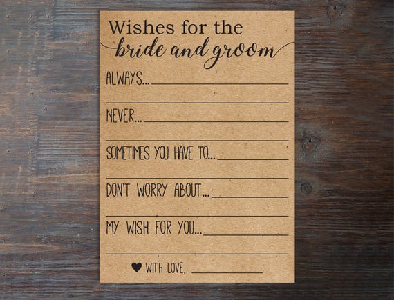 Wishes for the Bride and Groom . Advice for the Bride and