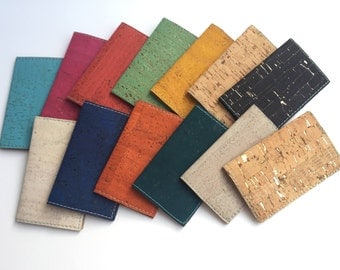 Cork business card case, many colors