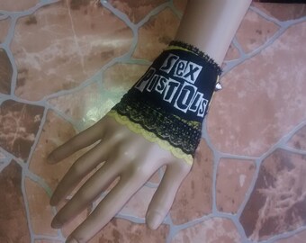 Pulsera sex pistols brazalete punk Lace wrist cuff