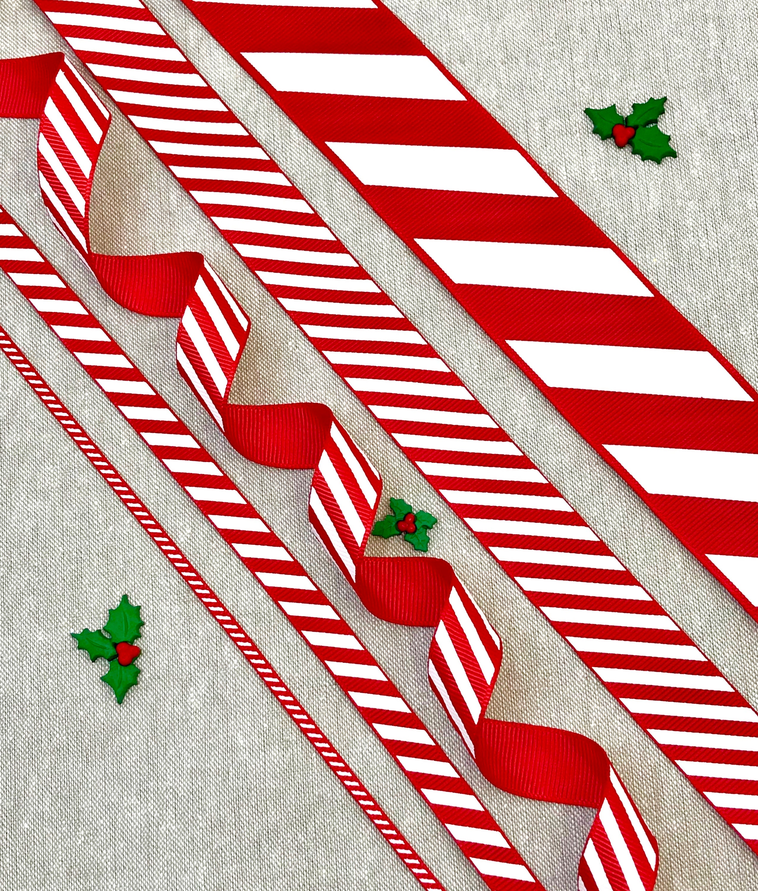 Christmas Ribbon Red & White Candy Stripe Ribbon 1/8