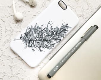 Boho Phone Case, Zentangle iPhone 6 Case, iPhone 7 Case, Monochrome Phone Case, iPhone 7 Plus Case, Samsung Galaxy S7 Case, iPhone 6 Plus