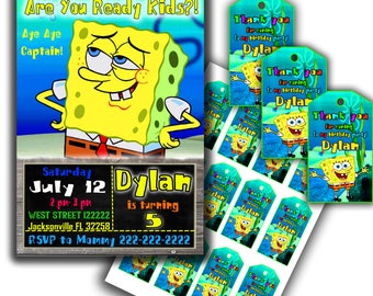 Spongebob invitation Spongebob birthday Spongebob party Spongebob thank you tags Spongebob printable Spongebob birthday kit