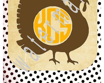 Thanksgiving SVG - Fall svg Turkey svg -silhouette cameo cricut - JPEG iron on t shirt transfer Turkey Monogram svg Thanksgiving shirt sign