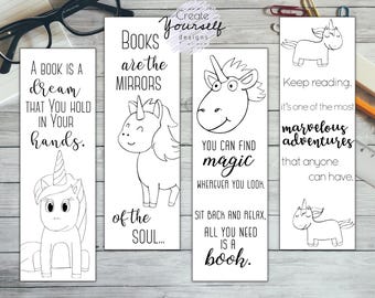 printable bookmark printable unicorn bookmark gift for her