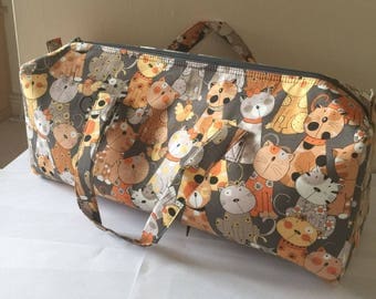 Luxury Knitting Bag Craft Bag Gift Hobby Sewing Yarn Cats Kittens - Grey & Brown
